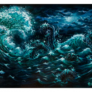 Sea v.s. Creature - 8x10" Acrylic Painting